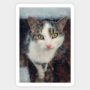 Cat portrait painting Sticker